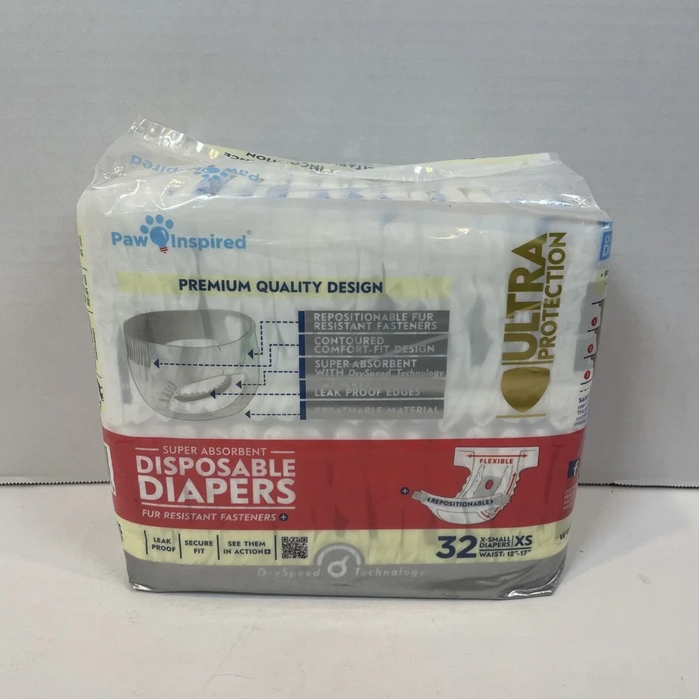 Paw Inspired Diapers XS White Ultra Protection Disposable 32ct Absorbent